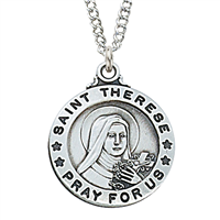 St. Therese Sterling Silver Medal on 20" Chain