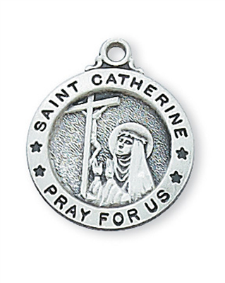 St Catherine of Siena Sterling Silver on 18" Chain