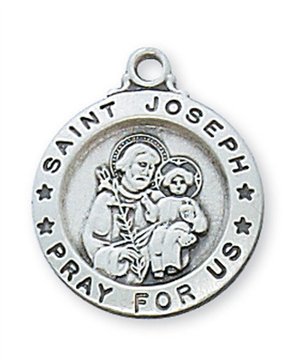 St. Joseph Sterling Silver medal on 18" Chain