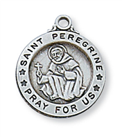 St. Peregrine Sterling Silver Medal on 18" Chain