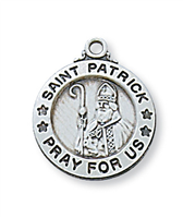 St. Patrick Sterling Silver Medal on 18" Chain
