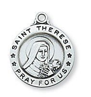 St. Therese Sterling Silver Medal on 18" Chain