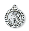 St. Teresa of Avila Sterling Silver Medal on 18" Chain