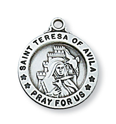 St. Teresa of Avila Sterling Silver Medal on 18" Chain