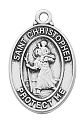 St Christopher Sterling Silver on 16" Chain