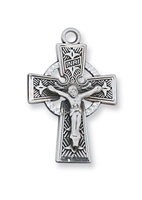 Sterling Silver Celtic Crucifix  with 18" Chain