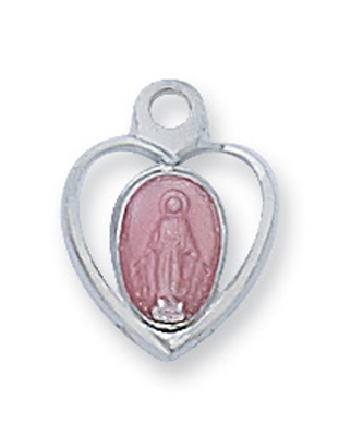 Pink Miraculous Medal Baptism Necklace