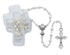 First Communion rosary 4MM White Glass Bead