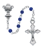 First Communion rosary 4MM Blue Glass Bead