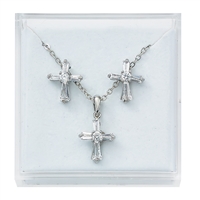 Crystal Cross Earrings and Pendant
