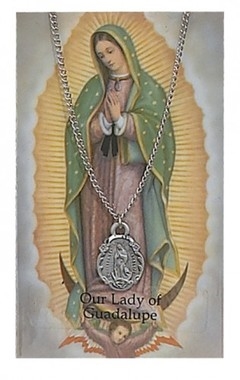 OL Guadalupe Oval Pewter Patron Saint Medal & Prayer Card