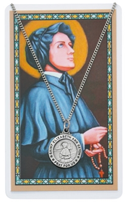 St. Elizabeth Ann Seaton Round Patron Saint Medal & Prayer Card