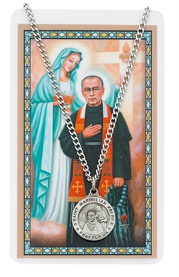 St. Maximilian Kolbe Patron Saint Medal/Prayer Card