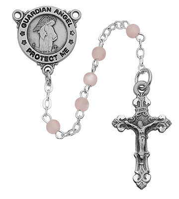 Pink Guardian Angel Baptism Rosary