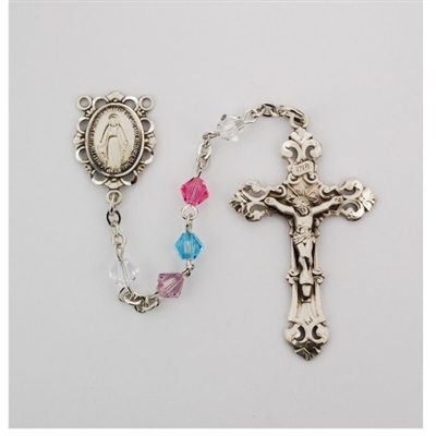 Multicolor Swarovski Crystal Sterling Silver Rosary