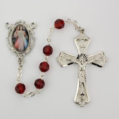 Rhodium plated pewter Divine Mercy Rosary