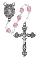 7mm Pink Crystal Capped Rosary
