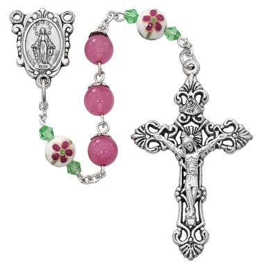 8mm Round Pink Rosary