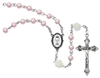 First Communion White and Pink Rosary