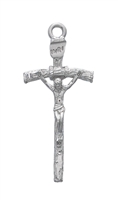 Rhodium Papal Crucifix with 24" Chain