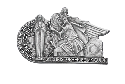 St. Christopher Our Lady of the Highway Pewter Visor Clip