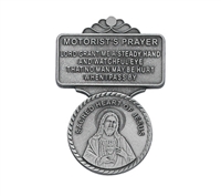 Motorist's Prayer Sacred Heart Pewter Visor Clip