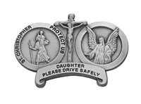 Daughter St. Christopher Guardian Angel Pewter Visor Clip