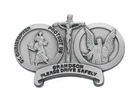 Grandson St. Christopher Guardian Angel Pewter Visor Clip