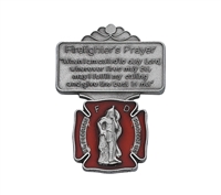 Firefighter's Prayer Pewter Visor Clip Red Enamel