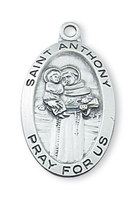 St Anthony Sterling Silver on 18" Chain