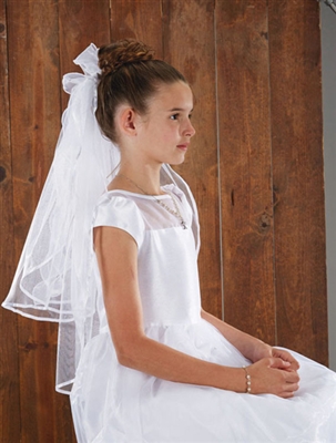 Back Bows w Haircomb First Communion Veil