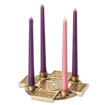 Gold Cross Advent Candle Holder