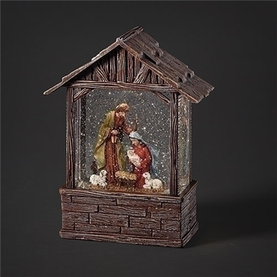 Nativity Stable LED Swirl Glitterdome