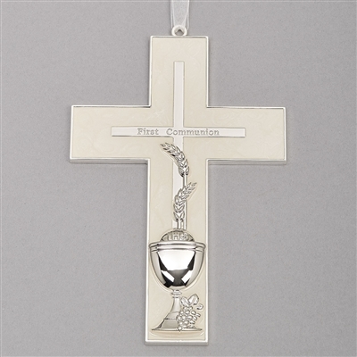First Communion 7" Pearl Cross