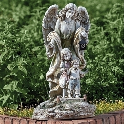 Guardian Angel with Children Garden Statue