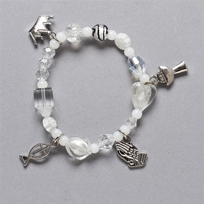 First Communion Prayer Bead Stretch Bracelet