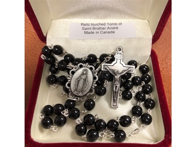 Saint Andre Bissette Black Glass Rosary