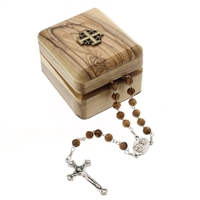 Olive wood rosary and box