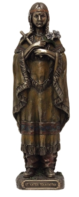 8" Kateri Tekakwitha bronze lightly painted