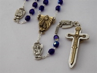 Warrior Rosary 7MM Blue Bohemian Glass Female Saints