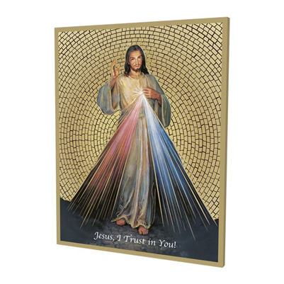8" x 10" Gold Foil Mosaic Plaque of Divine Mercy