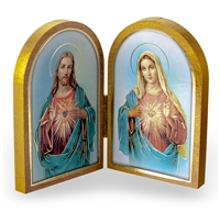 Sacred Heart of Jesus and Immaculate Heart of Mary Wood Diptych
