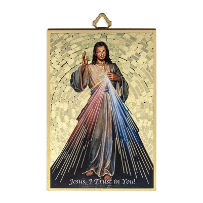4" x 6" Gold Foil Divine Mercy Mosaic Plaque