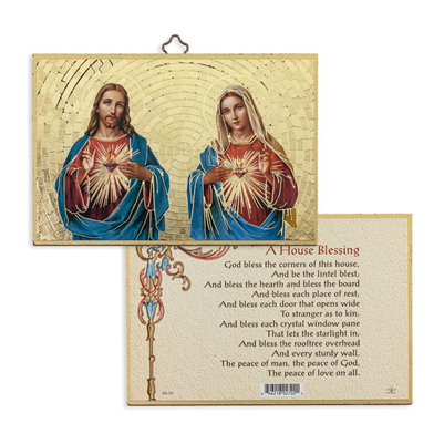 4" x 6" Gold Foil The Sacred Hearts Mosaic Plaque