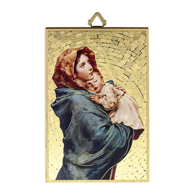 4" x 6" Gold Foil Madonna of the Streets Mosaic Plaque