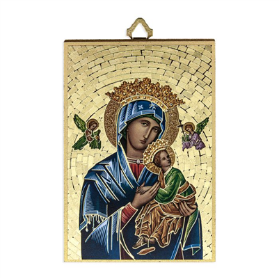 4" x 6" Gold Foil Our Lady of Perpetual Mosaic Plaque