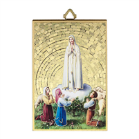 4" x 6" Gold Foil Our Lady of Fatima Mosaic Plaque