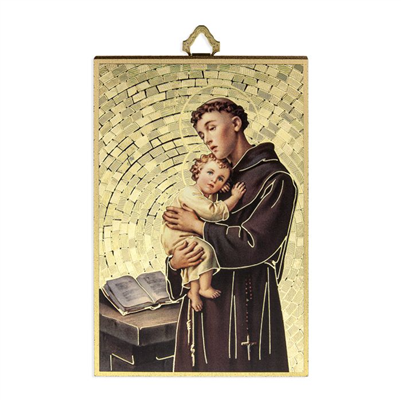 4" x 6" Gold Foil Saint Anthony Mosaic Plaque