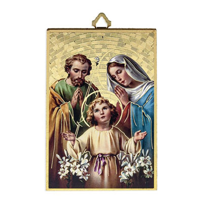 4" x 6" Gold Foil Holy Family Mosaic Plaque