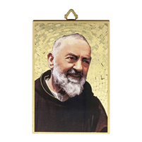 4" x 6" Gold Foil Saint Padre Pio Mosaic Plaque